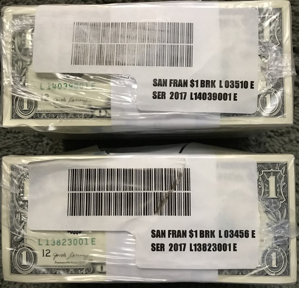 One Stack - 2017 ONE DOLLAR $1 Notes CRISP UNCIRCULATED from BEP PACK from BRICK | eBay