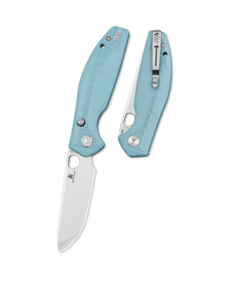 BTKMK12C1 Bestechman Angry Owl Grey Drop Point Blade D2 Steel G10 Handle Button