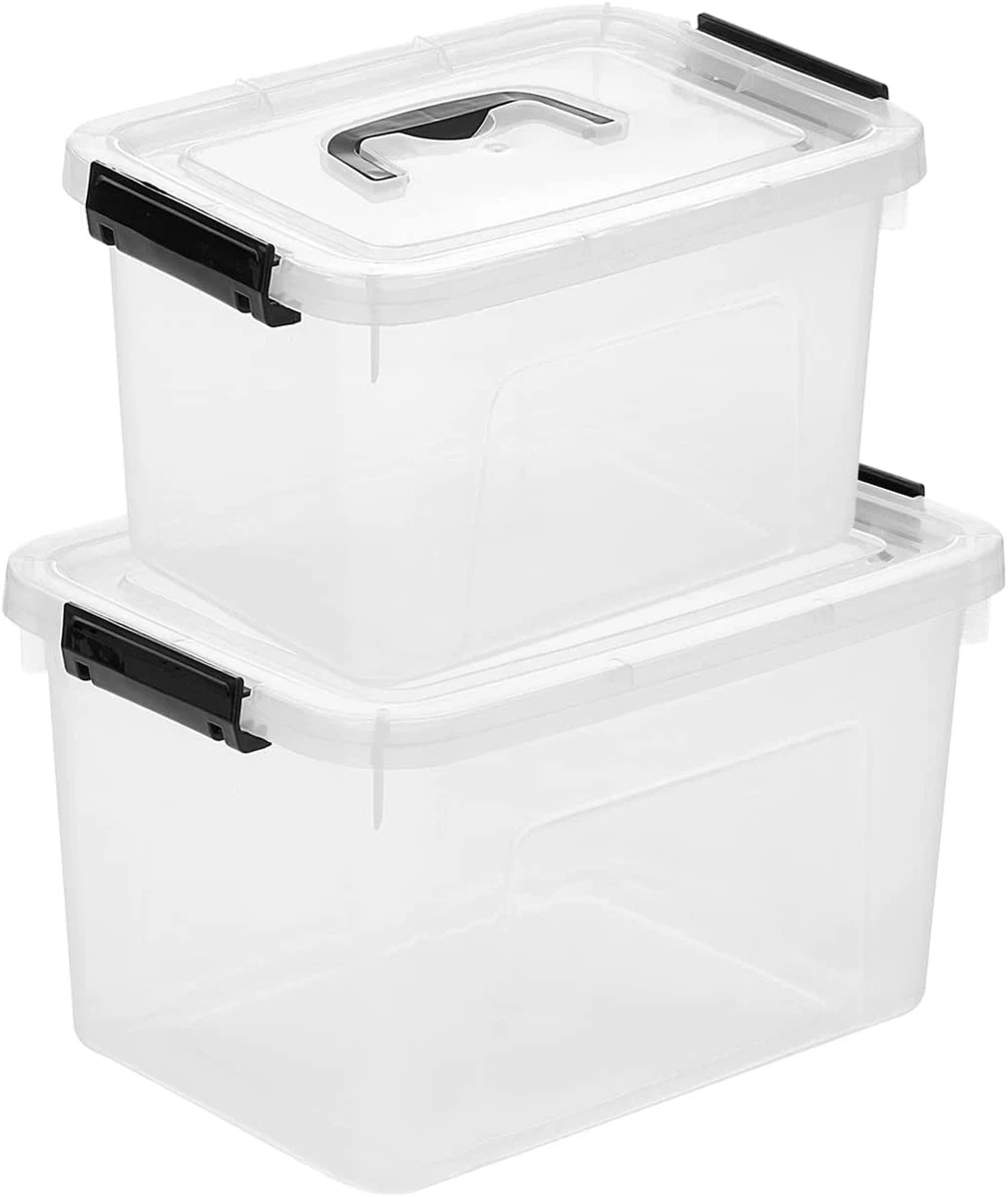 Clear Plastic Storage Bins, 2-Pack