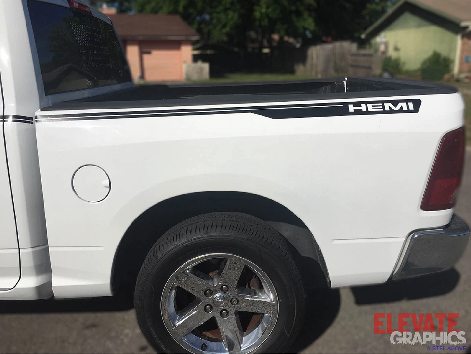 Calcomanías adhesivas de vinilo con rayas laterales de vapor para Dodge Ram 1500 2009-2018 Foto 3 de 4