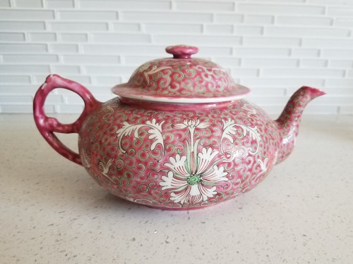 ANTIQUE CHINESE QING DYNASTY FAMILLE ROSE SET OF 3 TEAPOT PLUS GUANGXU EXPORT - Picture 12 of 12