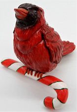 Cardinal on Candy Cane Hanging Christmas Ornament