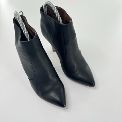 Madewell Sz 7 Jules High Heel Leather Bootie Black Zip  display picture 1