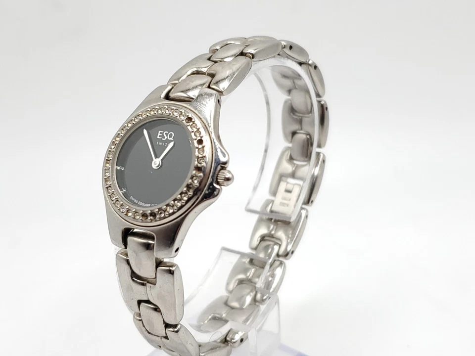 ESQ Quartz Watch Womens New Battery Silver Tone Black Dial 22mm - image 3 of 4