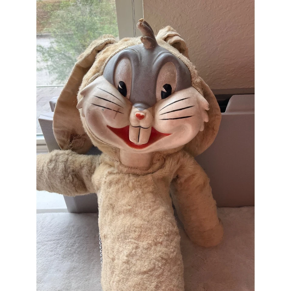 复古 20 世纪 50 年代 Bugs 兔子毛绒娃娃玩具填充动物橡胶脸兔子*阅读 — 第 4/4 张图片