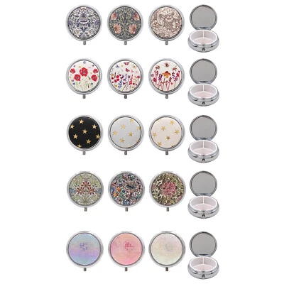 PILLBOX Pillendose mit Spiegel 3 Fächer Tabletten Aufbewahrungsdose Medizin Etui Reisegröße