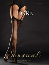 FIORE DIVA BACKSEAM FRENCH HEEL GARTER STOCKINGS 3 SIZE BLACK 20 DENIER SIZE 3-4