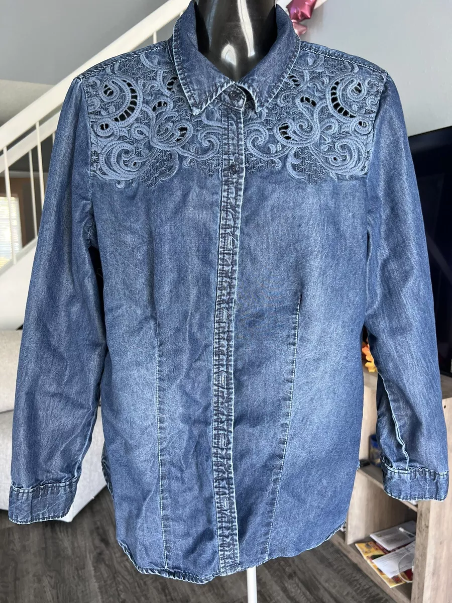 Chicos long denim clearance jacket