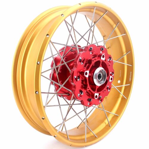 VMX 21/18 Tubeless Wheels for Honda CRF1100L Africa Twin 2020-2023 Gold Rim Red - Picture 3 of 12
