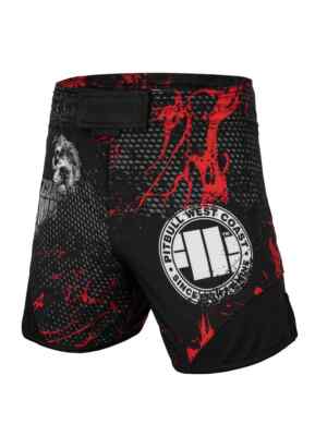 Men's Grappling Shorts PitBull 3 BLOOD DOG 2 Pit Bull Black Training MMA Shorts