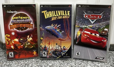 PSP Game Lot Neopets Petpet Adventures Thrillville Off The Rails Cars Complete