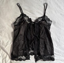 VTG black Lace Coquette Babydoll Lingerie Top Size Medium