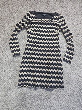 Nine West Women's Dress Size 8 Black Gold Striped Long Sleeve Pullover