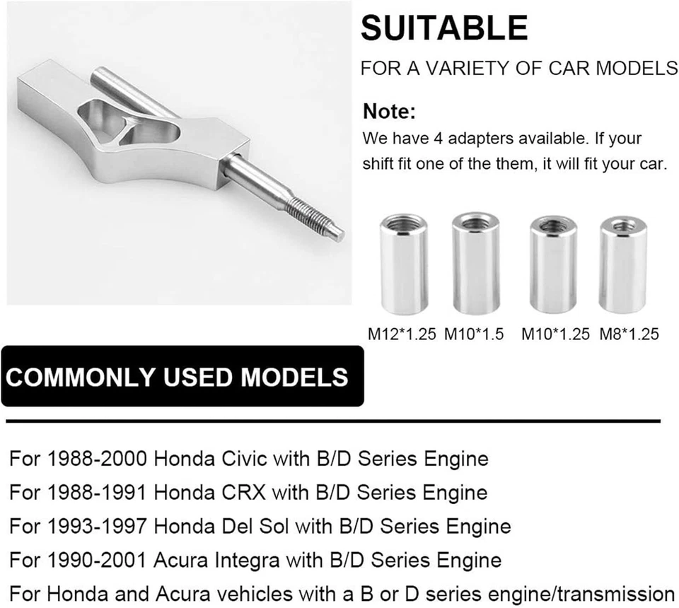 Sporacingrts Silver Gear Short Shifter Extender Shifter Knob For Honda Civic ✅ - Image 4 of 4