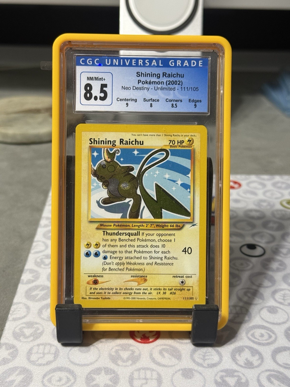 Shining Raichu Neo Destiny Holo CGC 8.5 Near Mint Blue label 111/105