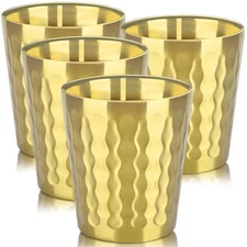10oz Stainless Steel Cups, 4 Pack Gold Double Wall Metal Stackable Insulated ...