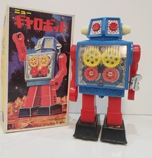 Horikawa Gear Robot Windup Blue Japan