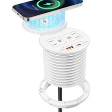 PD 20W USB C Desk Power Grommet with 15W Wireless Charger Cover, Recessed Pow...