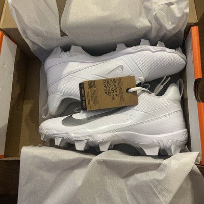 Nike Alpha Menace 4 Shark Football Cleats (White/Metallic Silver) Size 9 