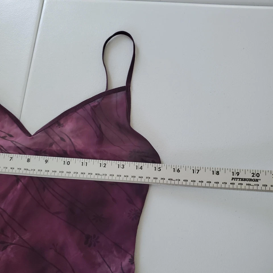 Camisola Y2K Fairy Grunge para mujer pequeña púrpura malla transparente correa de espagueti floral Foto 4 de 4