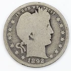 1892-S Barber Quarter T2 Blocked "A" in America Silver 25c