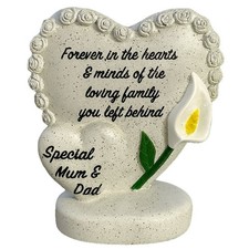 Double Heart Memorial SPECIAL MUM & DAD Grave Tribute Remembrance Ornament