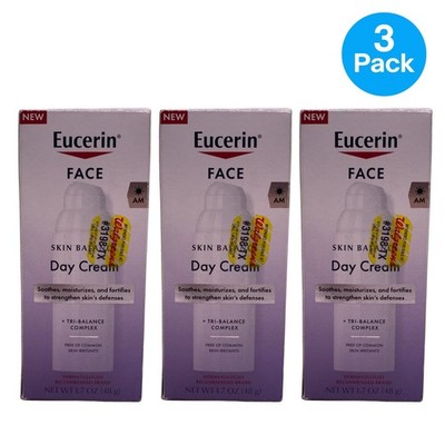 Eucerin Face Skin Balance Day Cream 1.7 Oz 3 Pack New