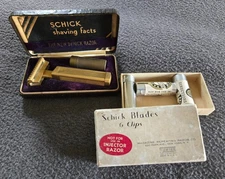 Vintage Safety Razor - "The New Schick Razor" Complete Kit & Blade Clips