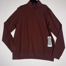 NWT $69 Kenneth Cole Golf 1/4 Zip Pullover Stretch Wicking Brown Men's Small