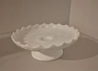 Vintage Fenton hobnail white milk glass cake stand pedestal EUC