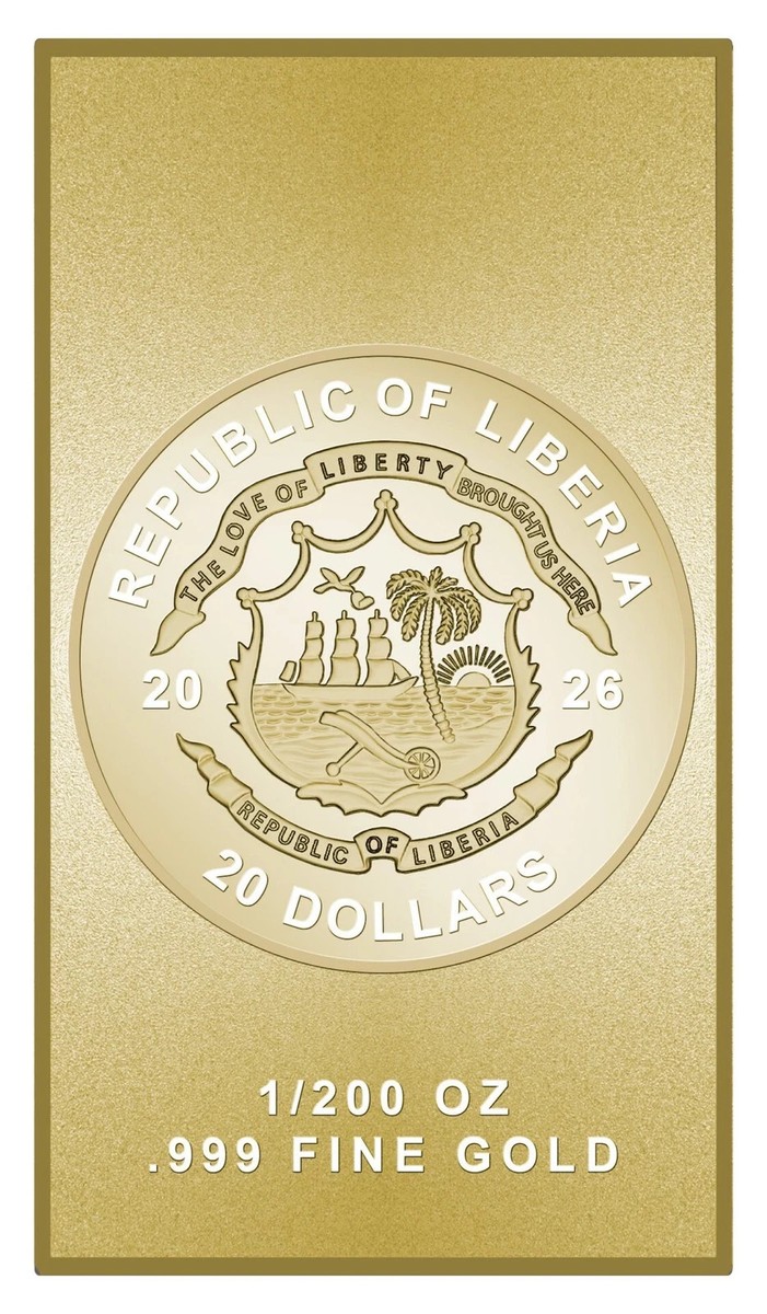 2026 Liberia Jesus Portrait Prooflike 1/200 oz Gold Coin with COA