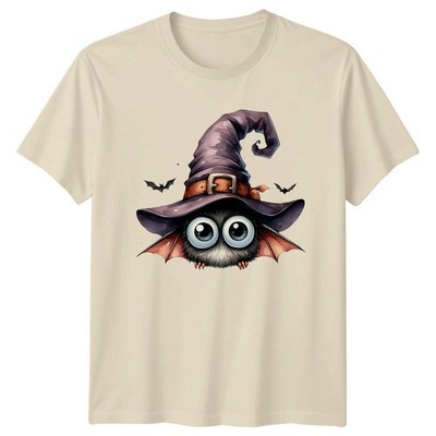 Süße Fledermaus Hexenhut Halloween Herren T-Shirt Damen Tee Grafik Unisex Top