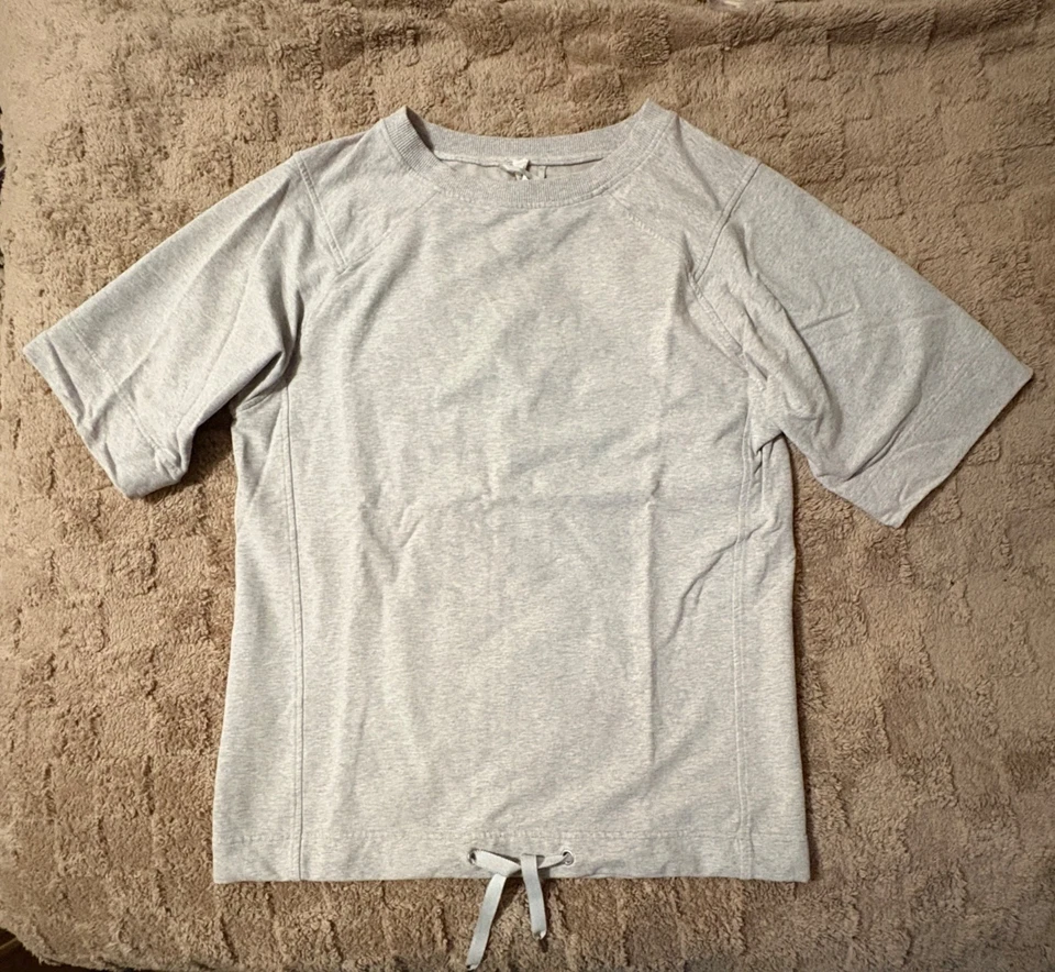 全新无标签 Lululemon 分体短袖灰色弹力法式毛圈运动衫上衣 6 — 第 2/4 张图片