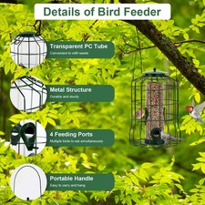 1Pc Outdoor Wild Bird Feeder Squirrel-Proof Chew-Proof Metal Hanging Seed Feeder
