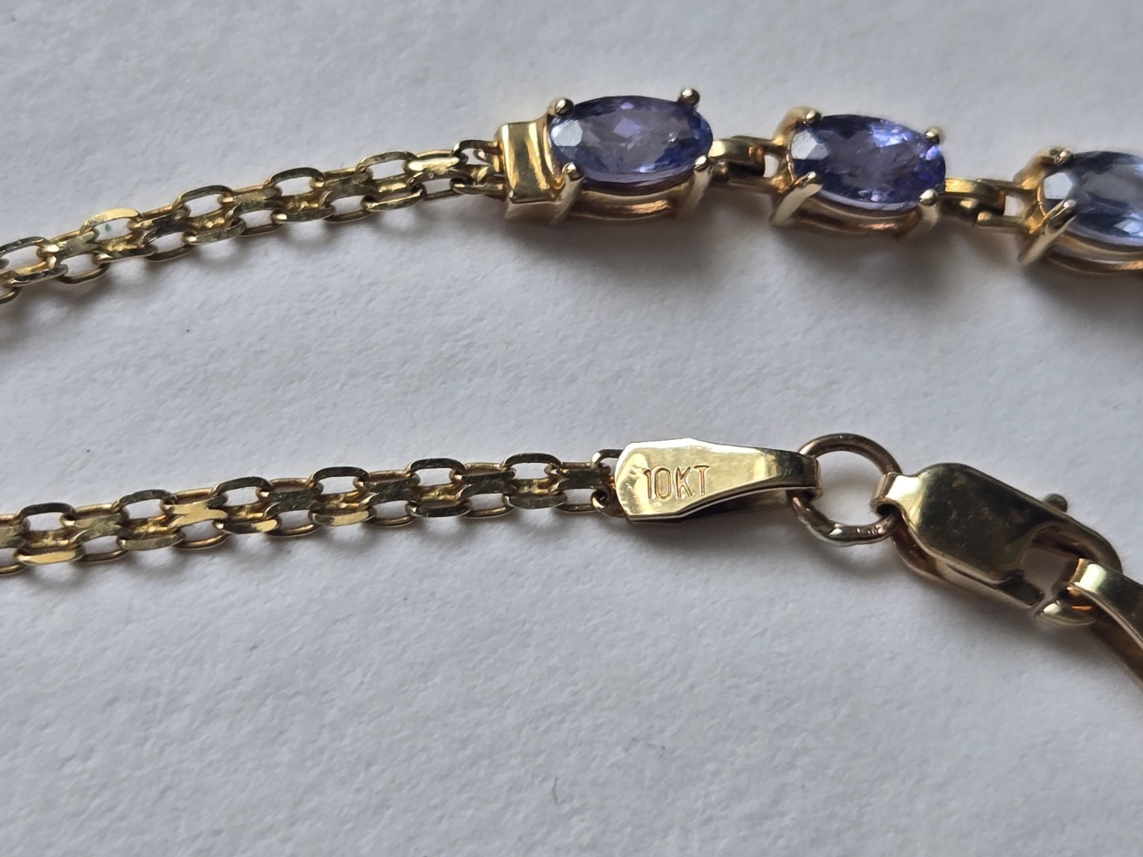 10K Solid Gold Iolite Station Double Link Bracele… - image 9