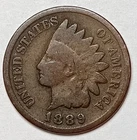 1889 Indian Head Cent Good- Very Good Average Circulated Condition Copper Penny