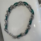 Judith Ripka Large Oval Link Chunky Sterling Silver Necklace Green — photo 5