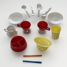 Merry Mfg Co Vintage Doll Replacement Dishes Plates Cups Spoons Straws 14 Pcs