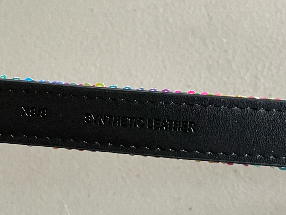 KURT GEIGER LONDON SEQUIN RAINBOW EVIL EYE BELT IN MULTI XS 