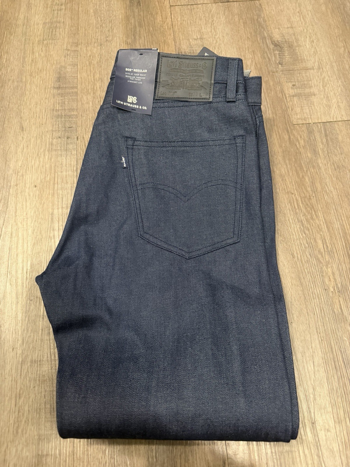 Levi's 505 Men's Selvedge Jeans Soft Rigid Dark Wash Blue Label Japanese Denim thumbnail 2