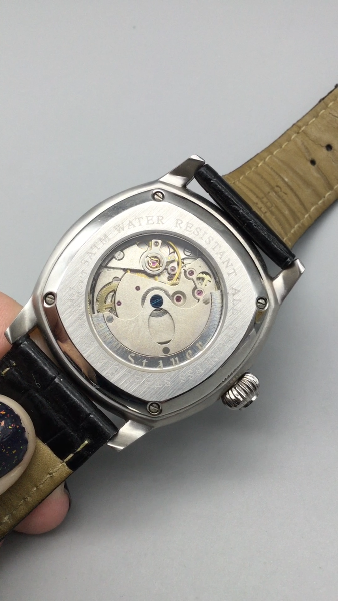 Stauer 1930 Automatic Watch Men 21 Jewels Jump Hour 38mm Stainless