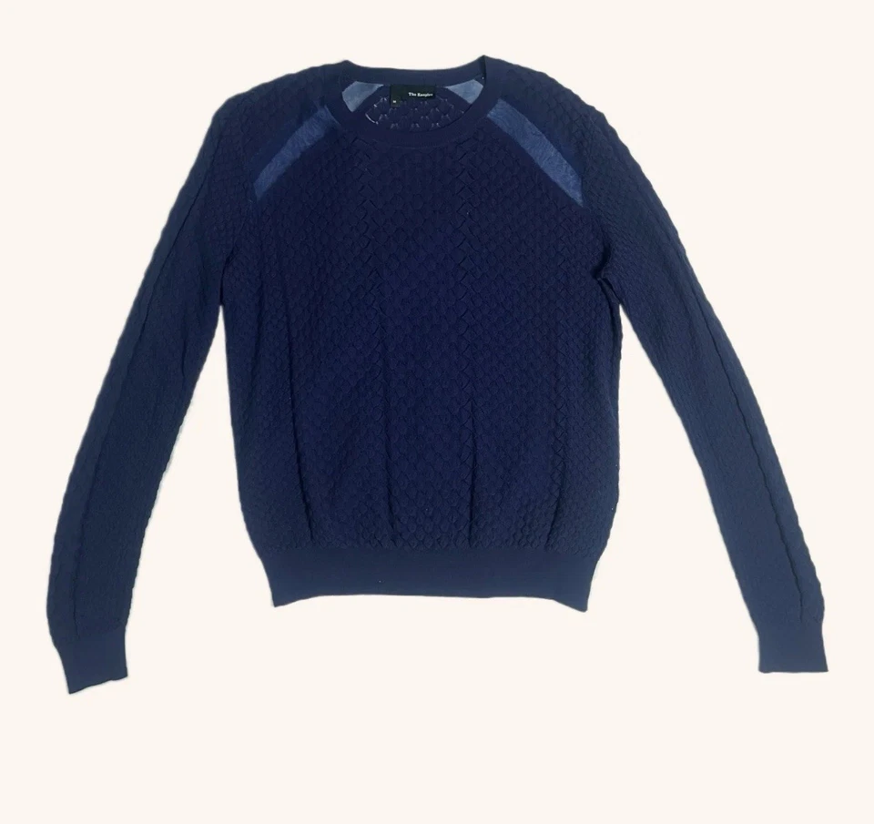 Suéter tejido informal manga larga cuello redondo azul The Kooples para mujer - talla pequeña Foto 3 de 4