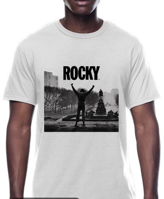 NEW Men s 2XL ROCKY Movie White & Black T-Shirt XXL Rocky Balboa Boxing Sport