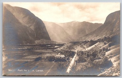 Vintage Norway Lærdal Valley Scenic Postcard by Eneret Mittet & Co AA186