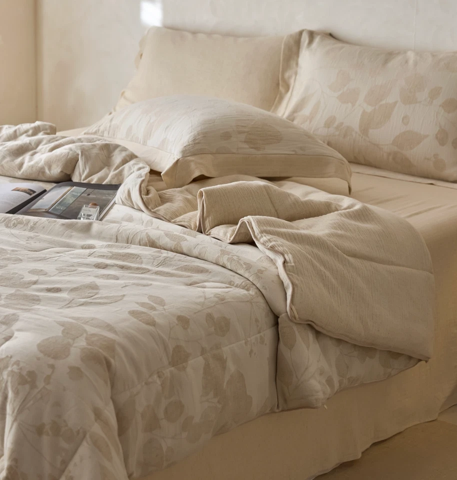 LUNA Linen Cotton Quilt Set with Pillowcase Queen Minimalist Boho Quiet Luxury - Image 2 of 4