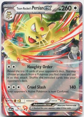 Team Rocket's Persian ex 150/182 Double Rare Destined Rivals Pokemon Near Mint