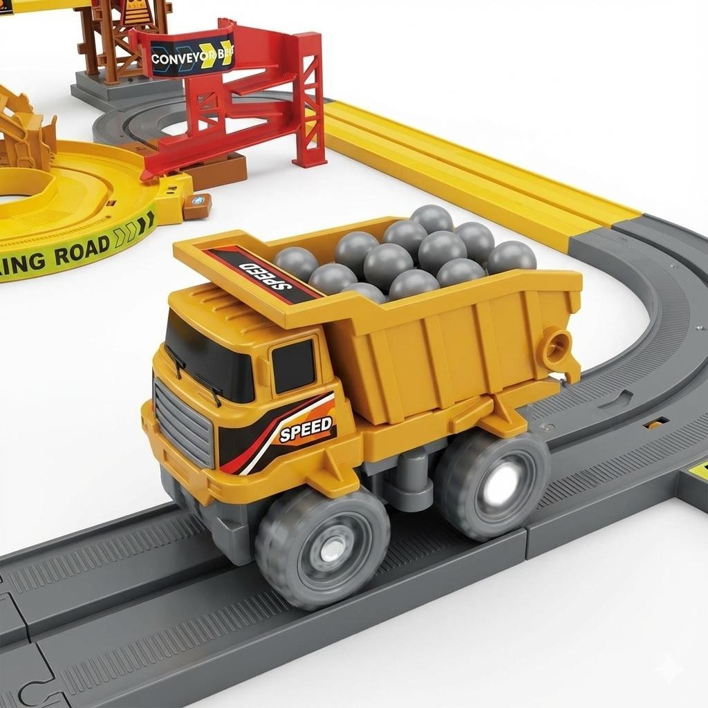 Kids Construction Truck Track Set &ndash; Mining Transport Playset with Dump Truck