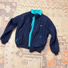 Patagonia vintage Shelled Synchilla Jacket Kids 10 Blue Teal Fleece Boys Girls
