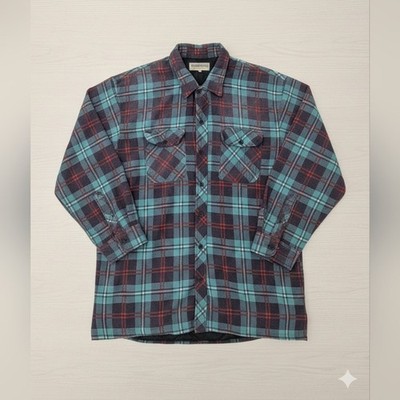 Vintage Distressed Flannel Quilted Shacket Jacket Workwear Grunge Mens 2X