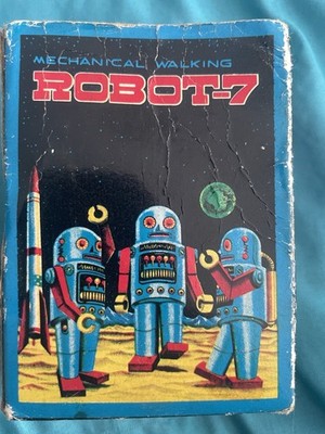 Vintage Orbit Robot-7 Mechanical Walking Robot With Box